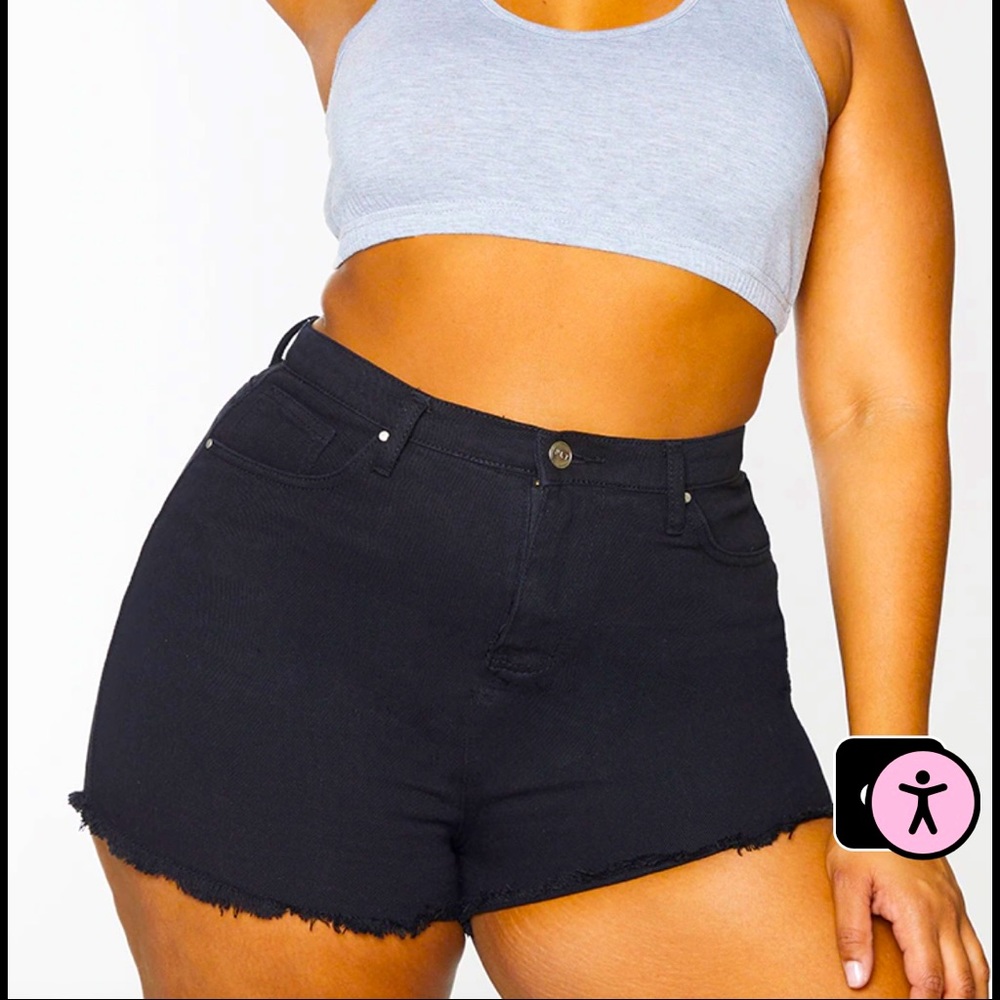 Plus Shelby High Waisted Black Denim Shorts Size 14